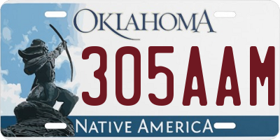 OK license plate 305AAM