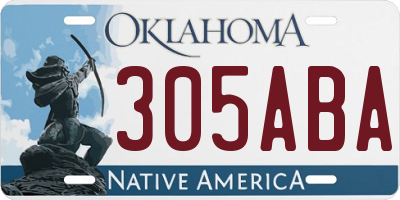 OK license plate 305ABA
