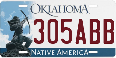 OK license plate 305ABB