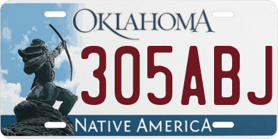 OK license plate 305ABJ