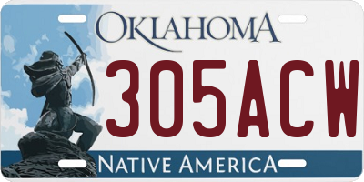 OK license plate 305ACW