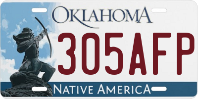 OK license plate 305AFP