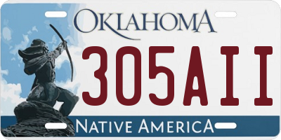 OK license plate 305AII