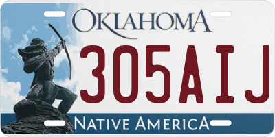OK license plate 305AIJ