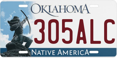 OK license plate 305ALC
