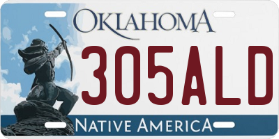 OK license plate 305ALD