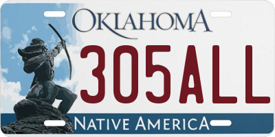 OK license plate 305ALL