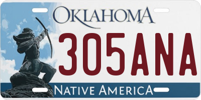 OK license plate 305ANA