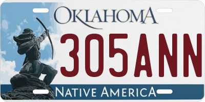 OK license plate 305ANN