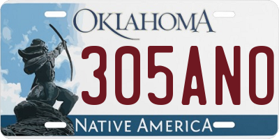 OK license plate 305ANO
