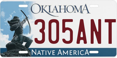 OK license plate 305ANT