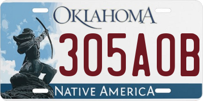 OK license plate 305AOB