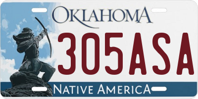 OK license plate 305ASA