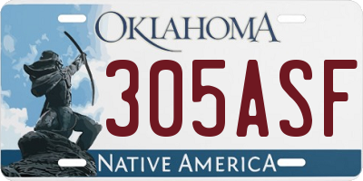 OK license plate 305ASF