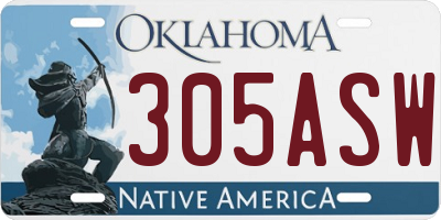 OK license plate 305ASW
