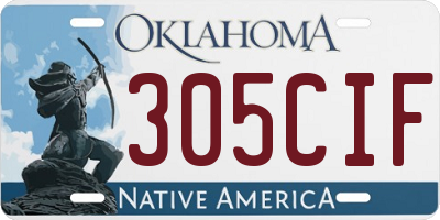 OK license plate 305CIF