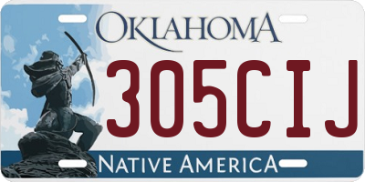 OK license plate 305CIJ