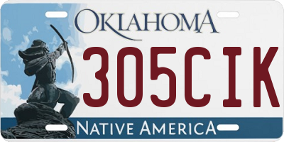 OK license plate 305CIK