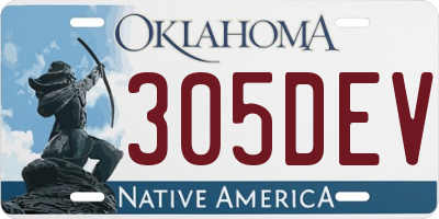 OK license plate 305DEV