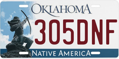 OK license plate 305DNF