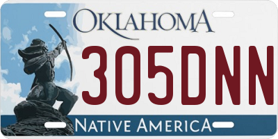 OK license plate 305DNN