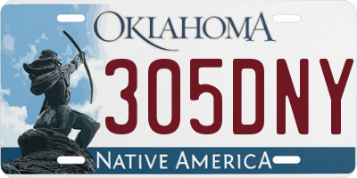 OK license plate 305DNY