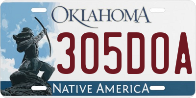 OK license plate 305DOA