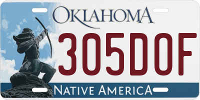 OK license plate 305DOF