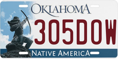 OK license plate 305DOW