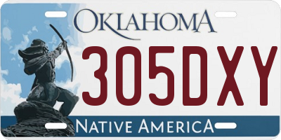 OK license plate 305DXY