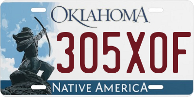 OK license plate 305XOF