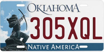 OK license plate 305XQL