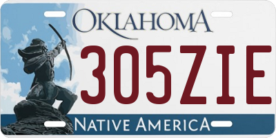 OK license plate 305ZIE