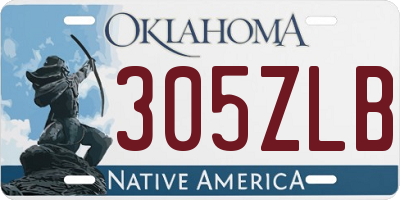 OK license plate 305ZLB