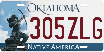 OK license plate 305ZLG