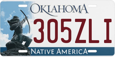 OK license plate 305ZLI