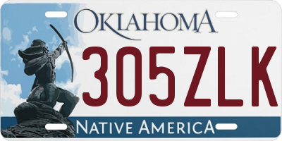 OK license plate 305ZLK