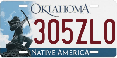 OK license plate 305ZLO