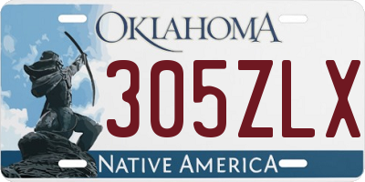 OK license plate 305ZLX