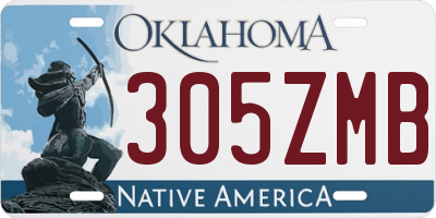 OK license plate 305ZMB
