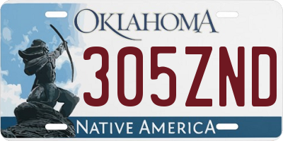OK license plate 305ZND