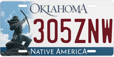 OK license plate 305ZNW
