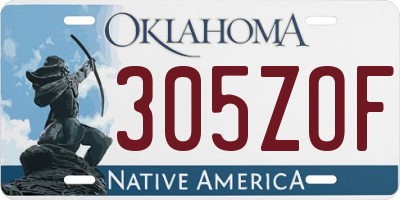 OK license plate 305ZOF