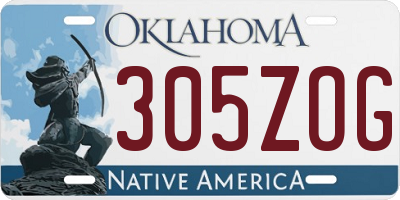 OK license plate 305ZOG