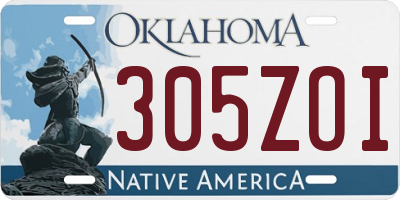 OK license plate 305ZOI