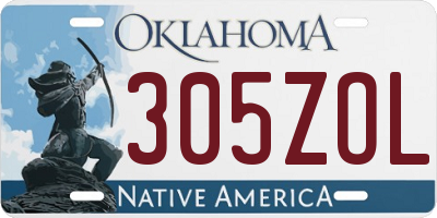 OK license plate 305ZOL