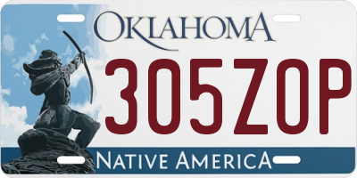 OK license plate 305ZOP