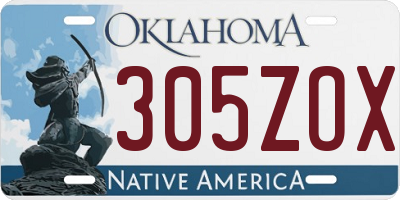 OK license plate 305ZOX