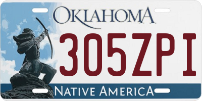 OK license plate 305ZPI