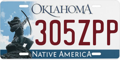 OK license plate 305ZPP